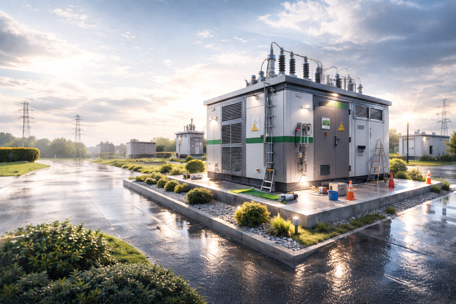 Moderne Trafostation im Industriebereich