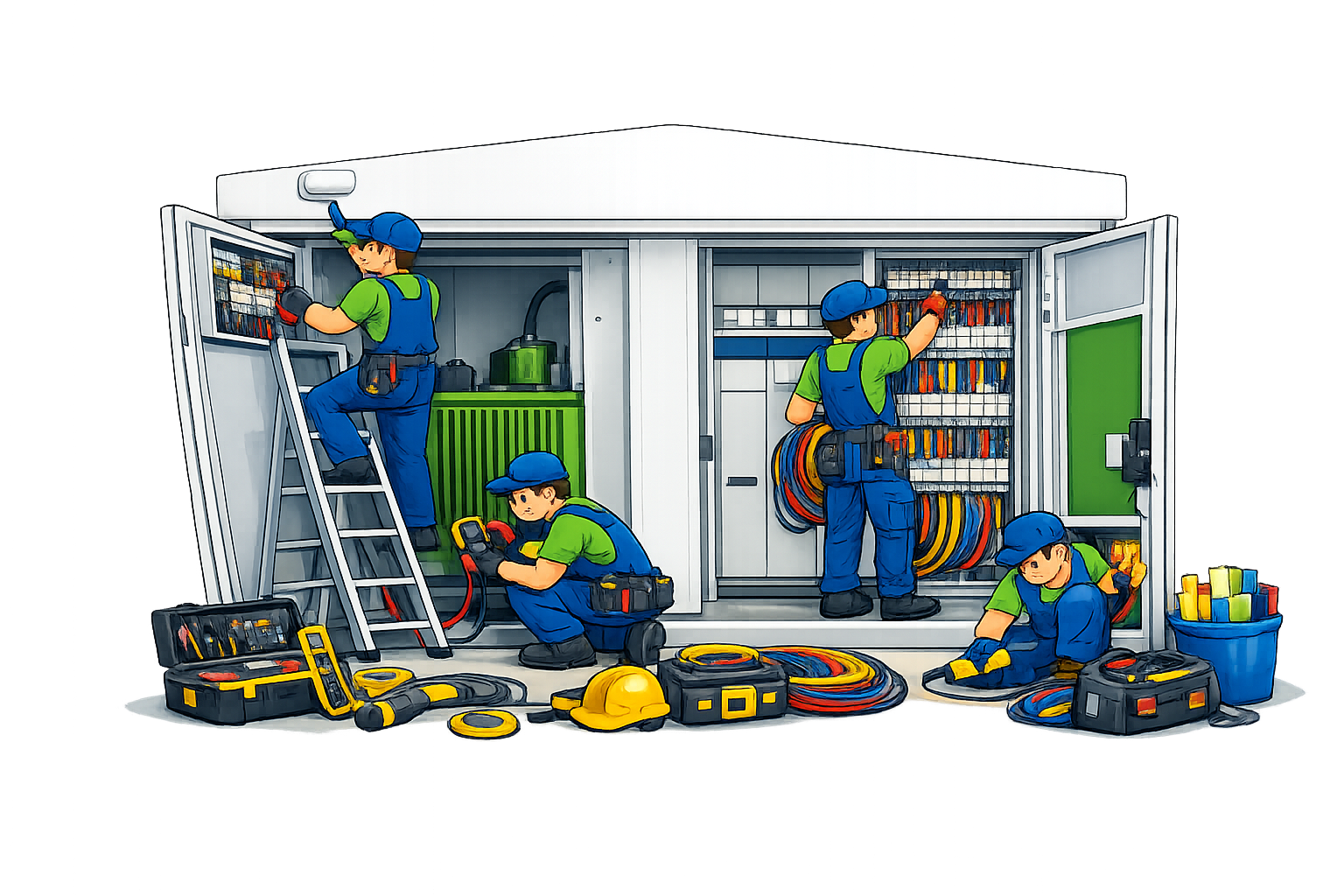 Professionell sanierte Trafostation nach Renovierung